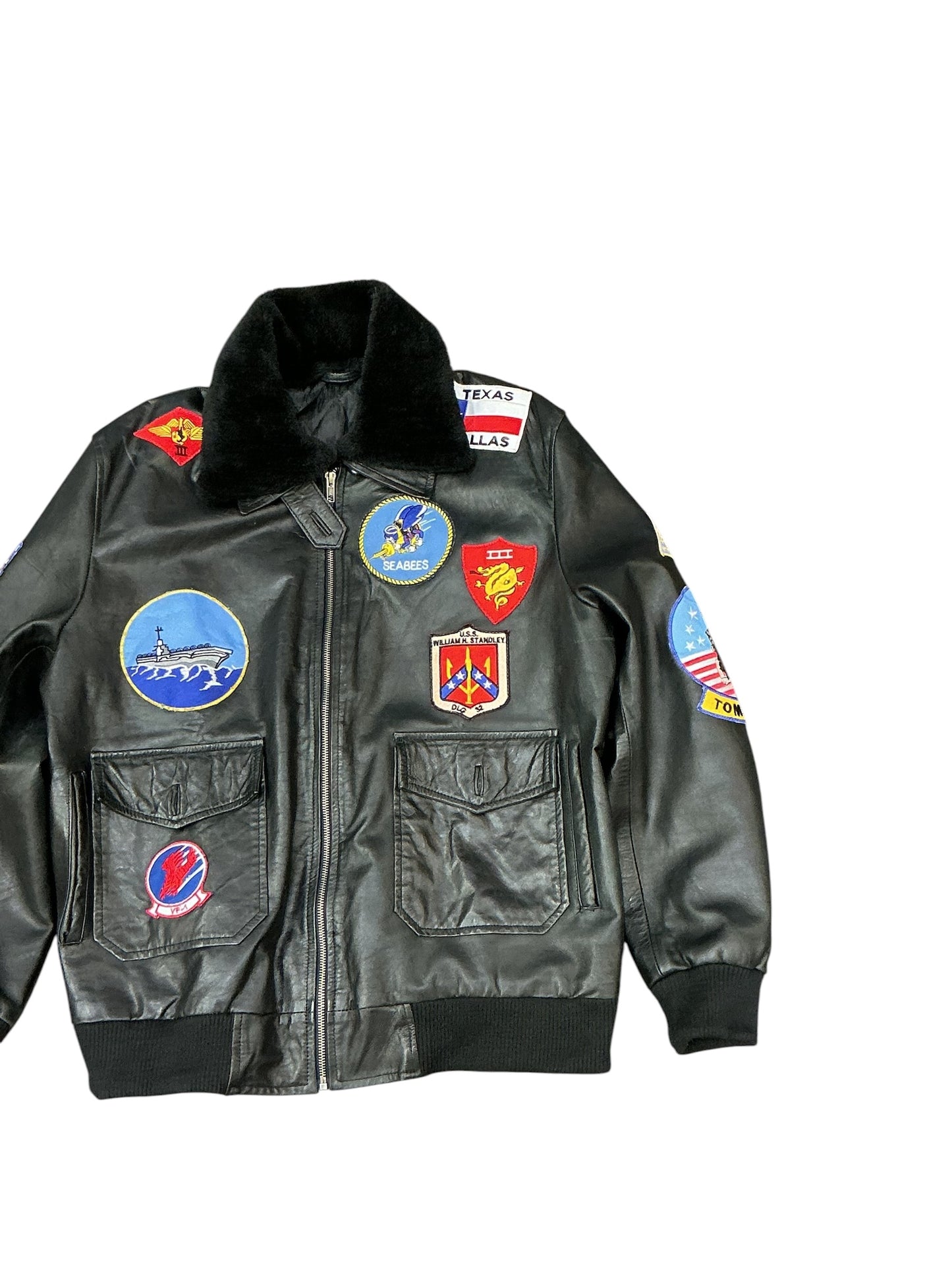Vintage Military Top Gun Leather Jacket