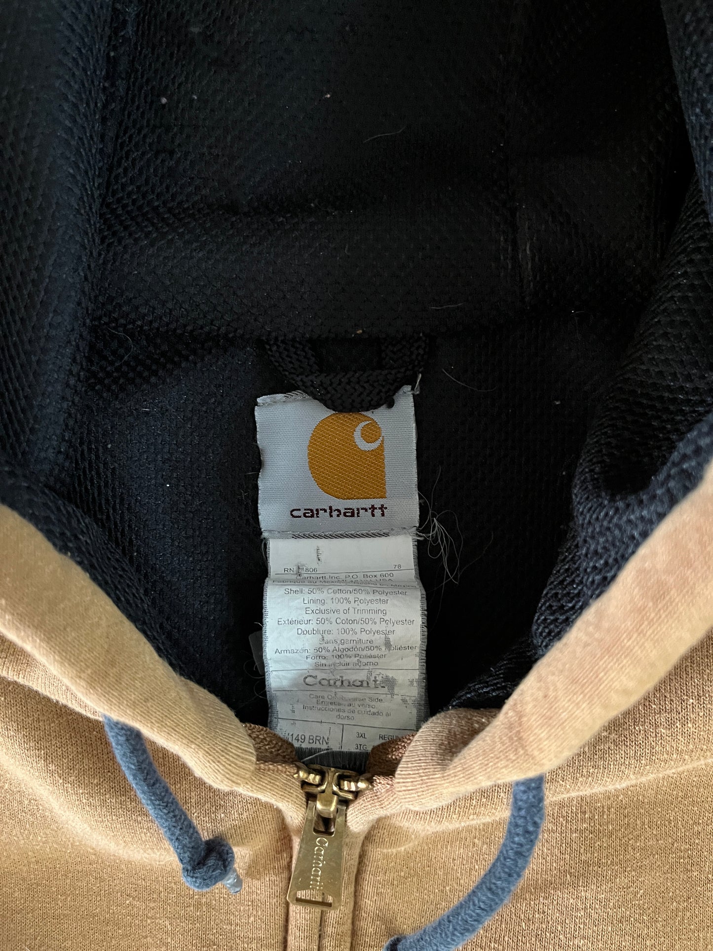Vintage Carhartt Thermal Lined Full Zip Hoodie Mustard
