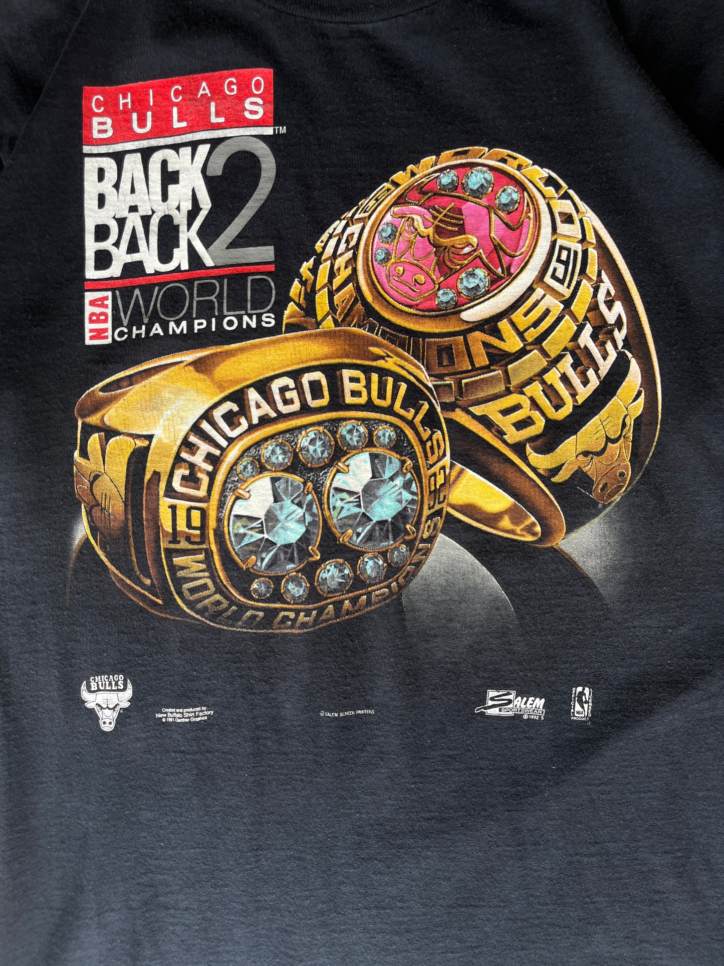 Vintage 90's Chicago Bulls Back To Back Champions Tee
