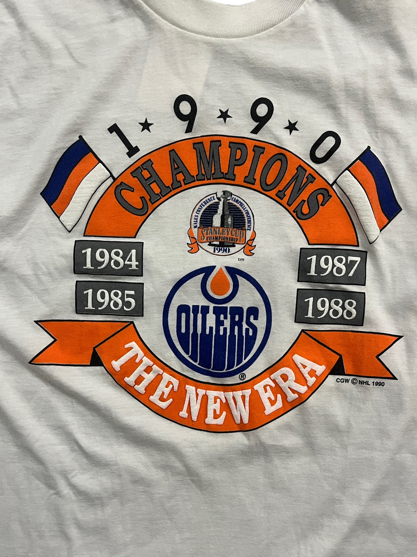 Vintage 90's Edmonton Oilers 1990 Stanley Cup Champions Tee