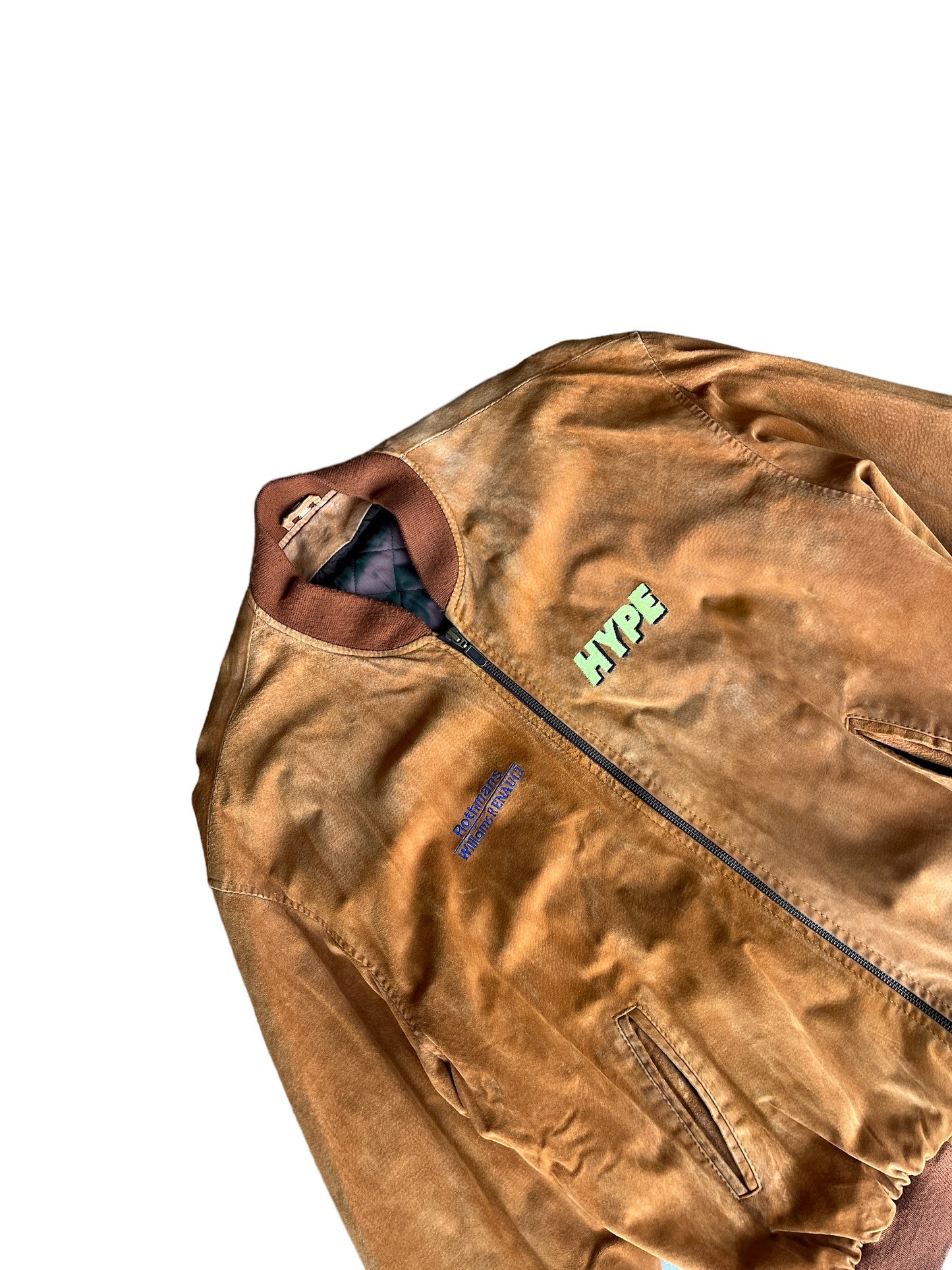 Rare Vintage Williams Renault F1 Racing Brown Suede Bomber Jacket