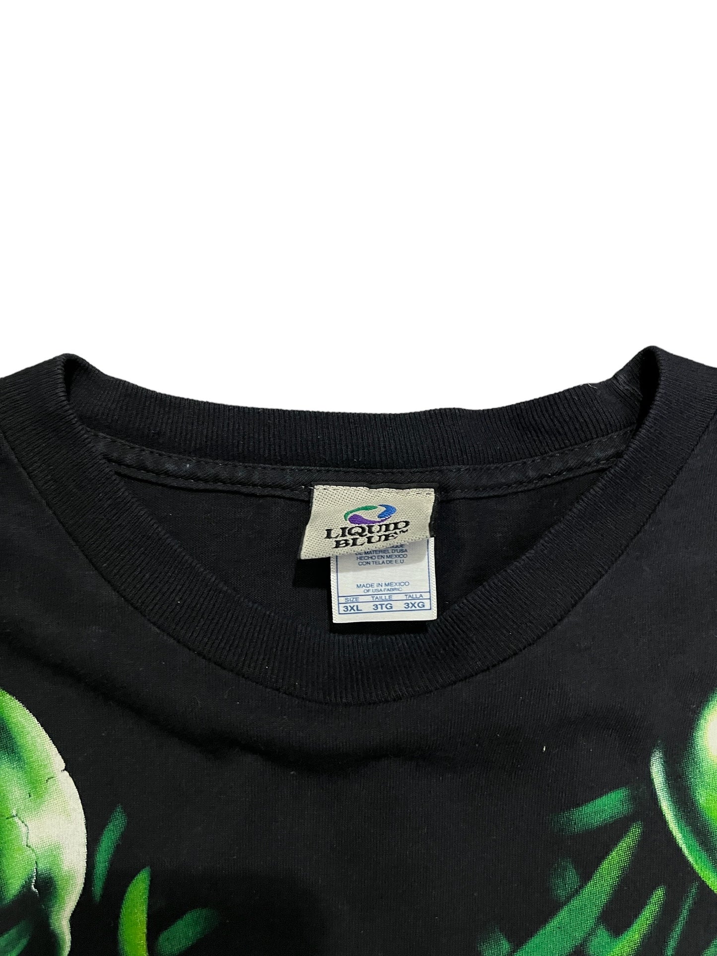 Vintage Liquid Blue Green Skull All Over Print Tee
