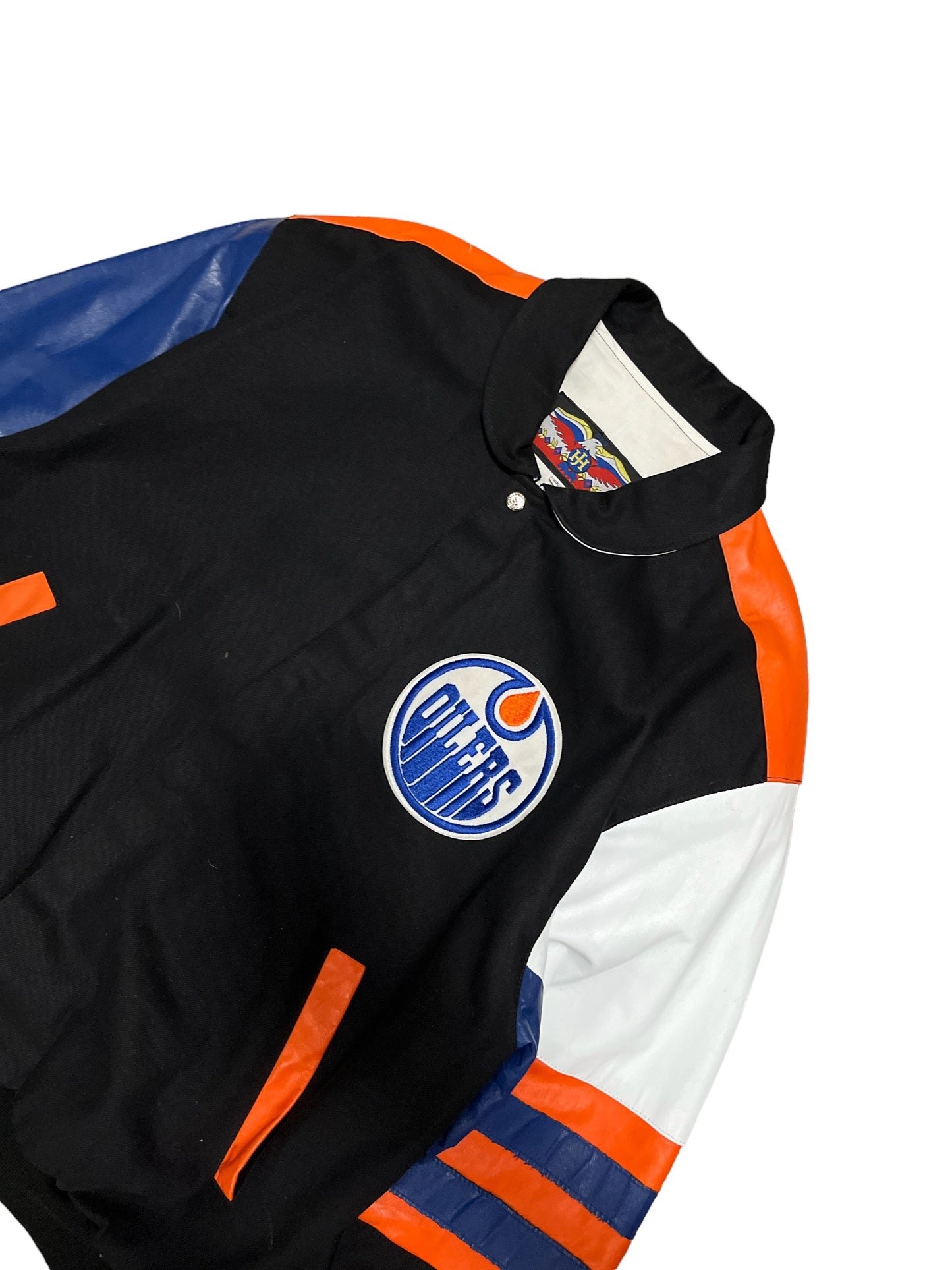 Rare Vintage Jeff Hamilton Edmonton Oilers Leather Jacket
