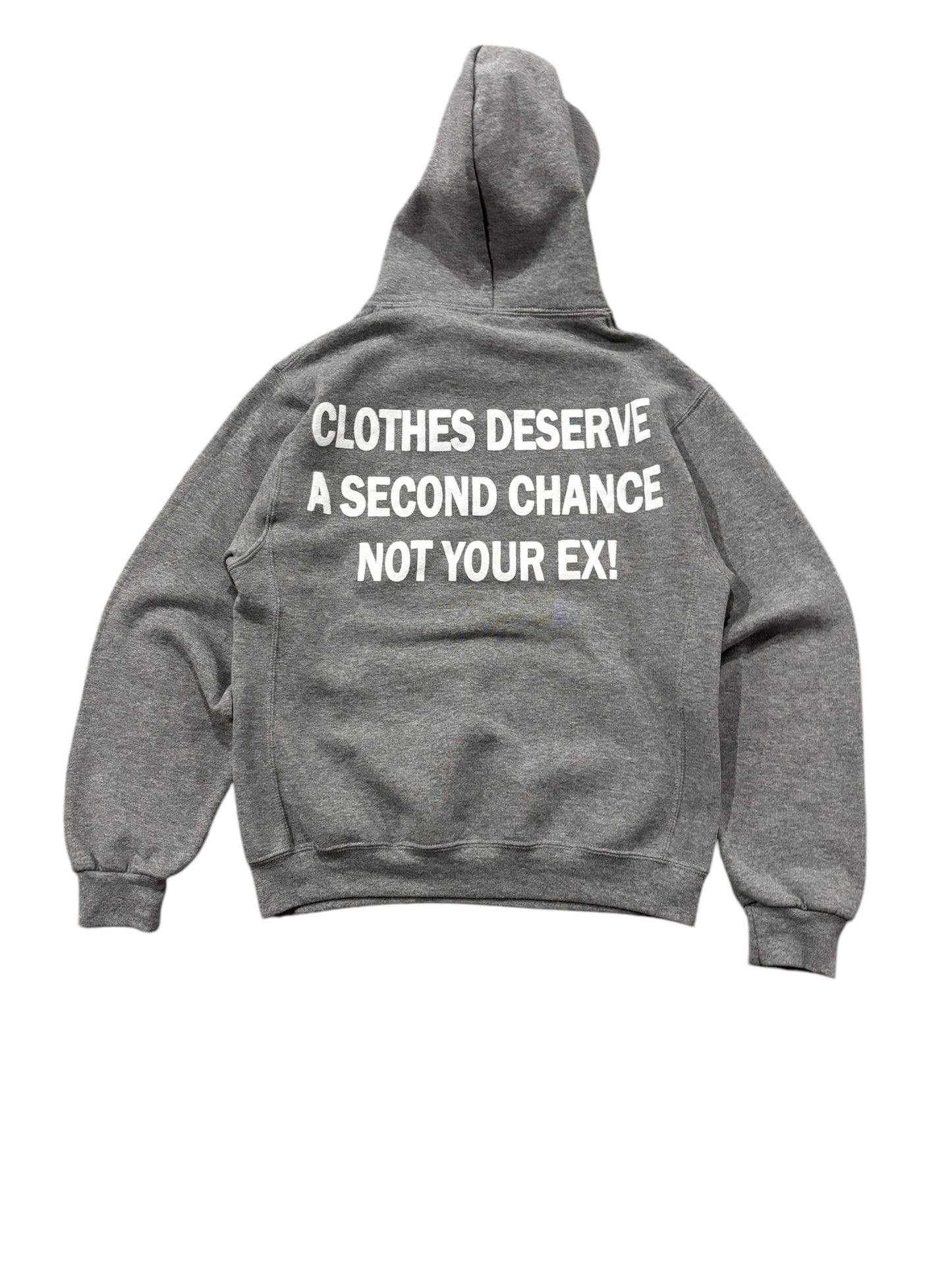 Reworked Vintage Back Print Hoodie Grey - "Clothes Deserve A Second Chance"