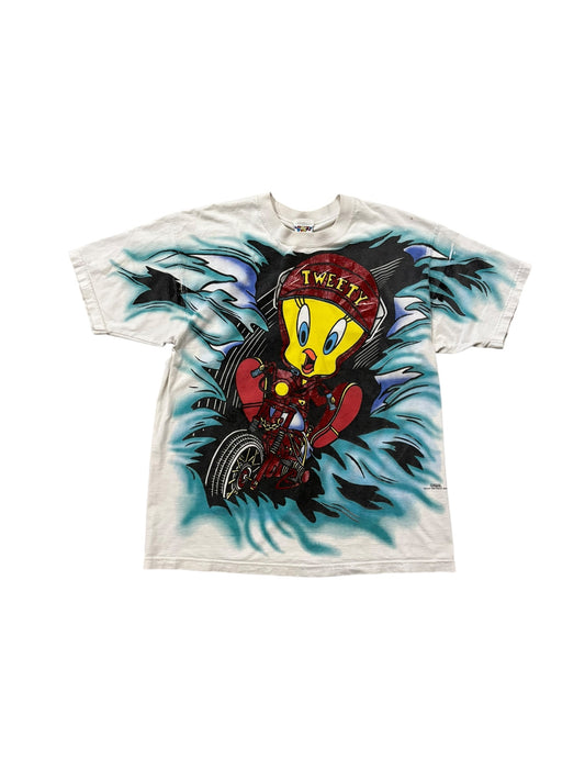 Vintage 90's AOP Tweety Bird Motor Tee