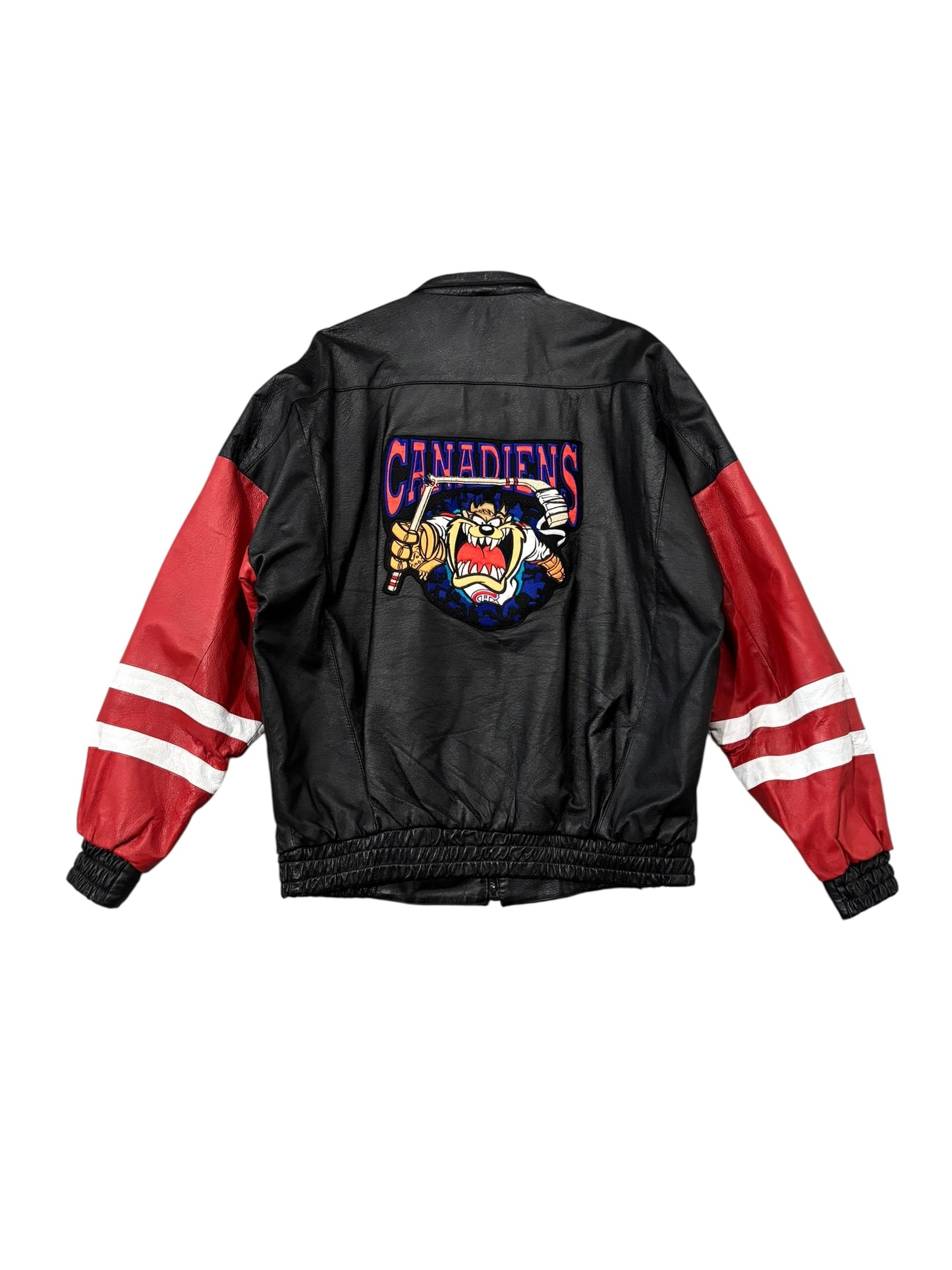 Vintage 90's Looney Tunes Tasmanian Devil "Montreal Canadiens" Leather Jacket