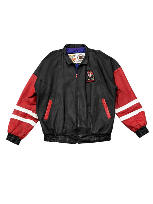 Vintage 90's Looney Tunes Tasmanian Devil "Montreal Canadiens" Leather Jacket