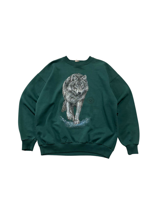 Vintage Wolf Sweater Green