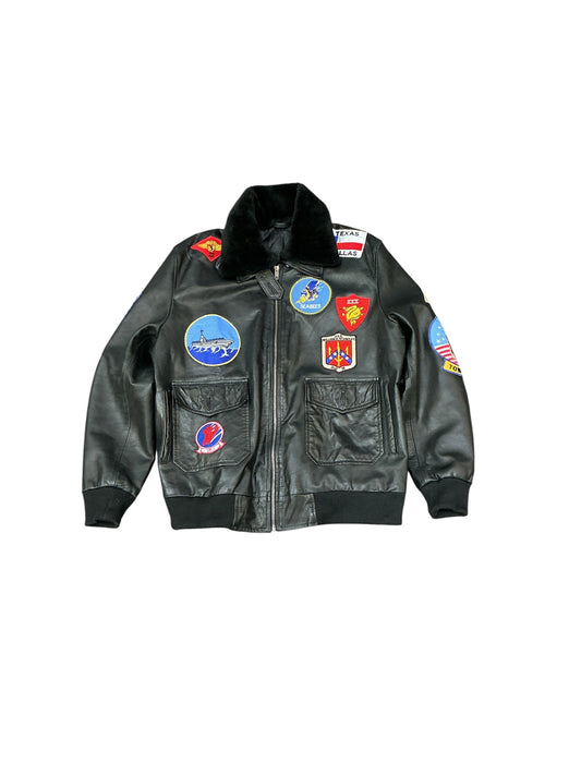 Vintage Military Top Gun Leather Jacket