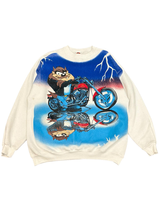 Vintage Looney Tunes Taz Lightning Motor Sweater
