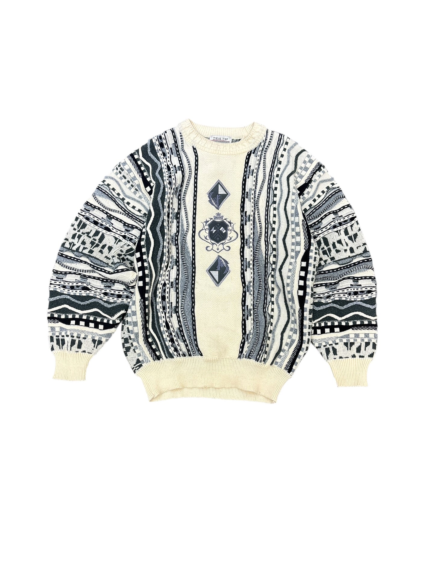 Vintage "Zealzip" 3d Knit Sweater