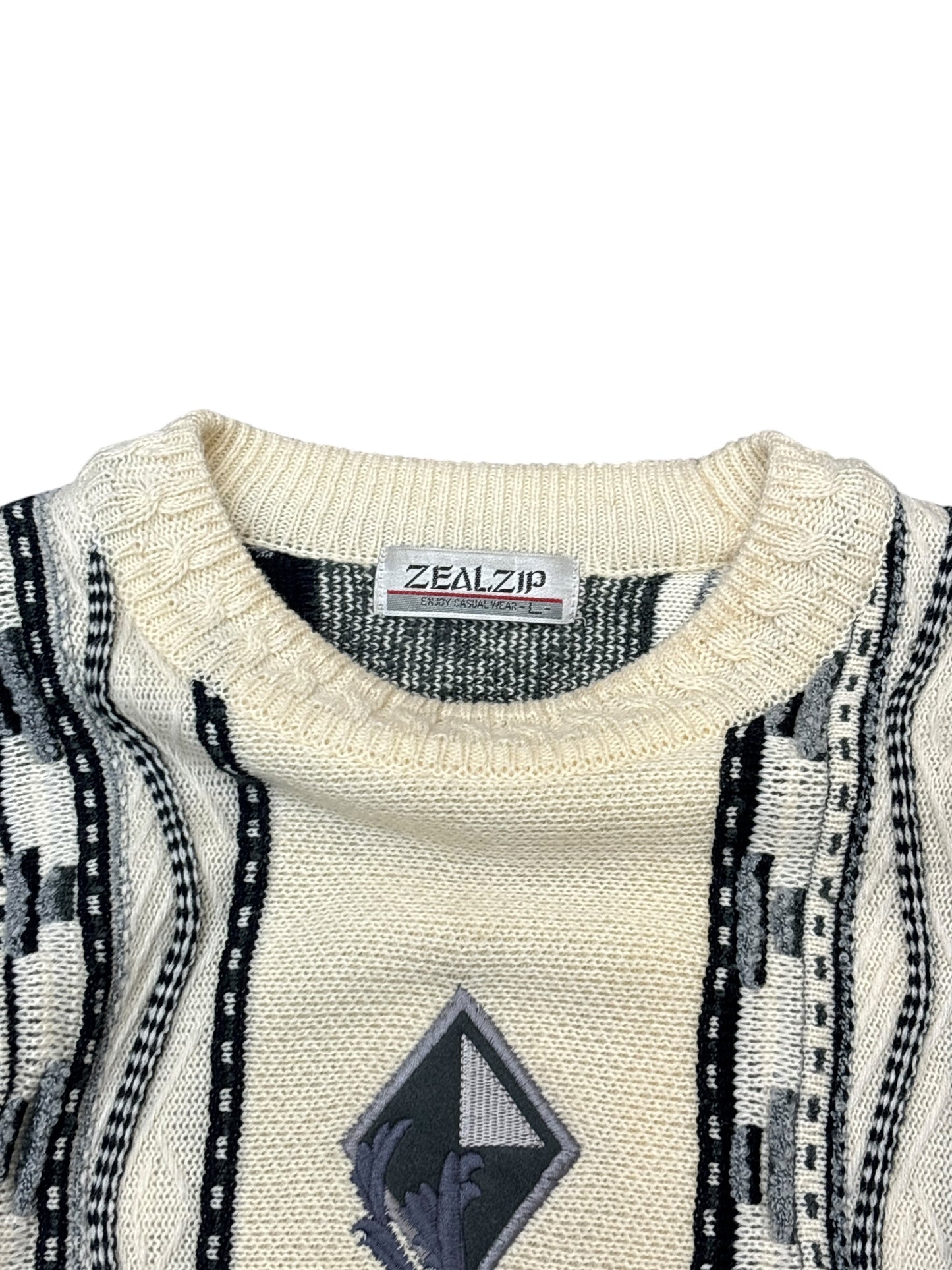 Vintage "Zealzip" 3d Knit Sweater