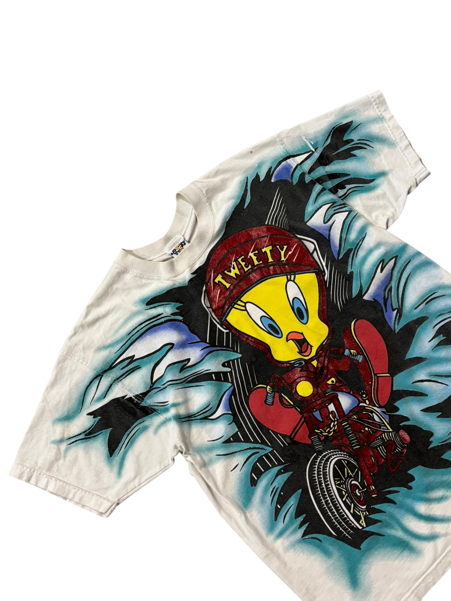 Vintage 90's AOP Tweety Bird Motor Tee