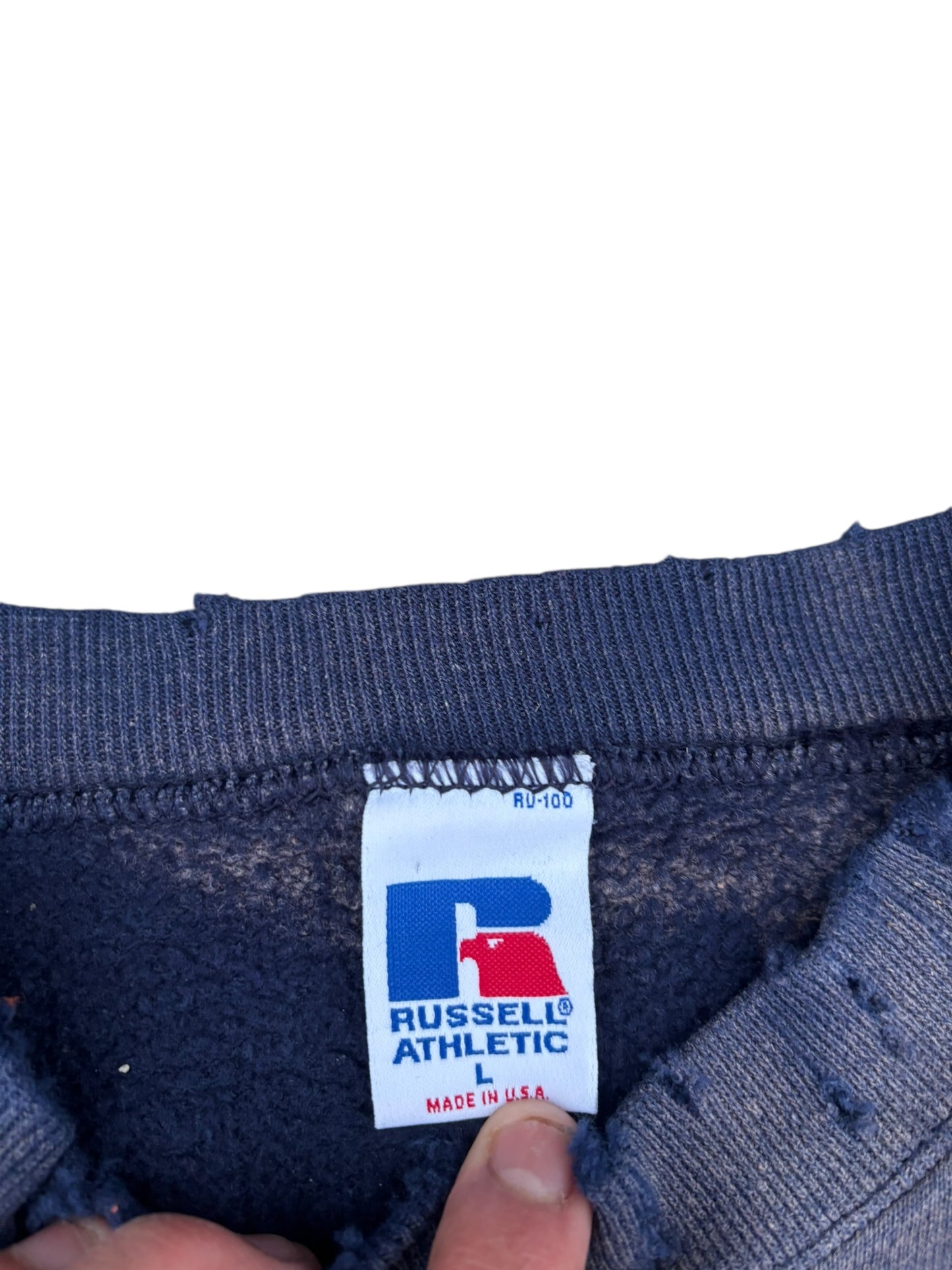 Unified Big Logo Vintage Wash Sweater - Dark Blue