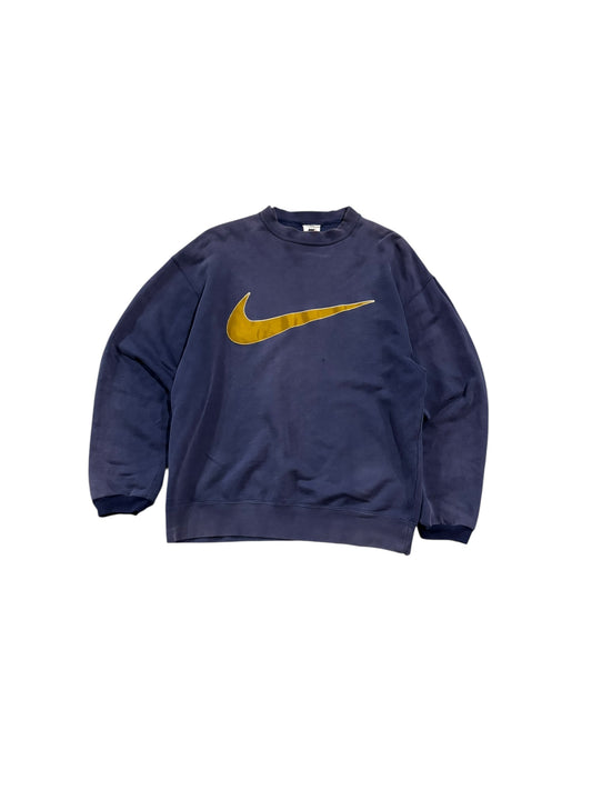 Vintage 90s Nike Center Swoosh Sweater - Indigo Blue